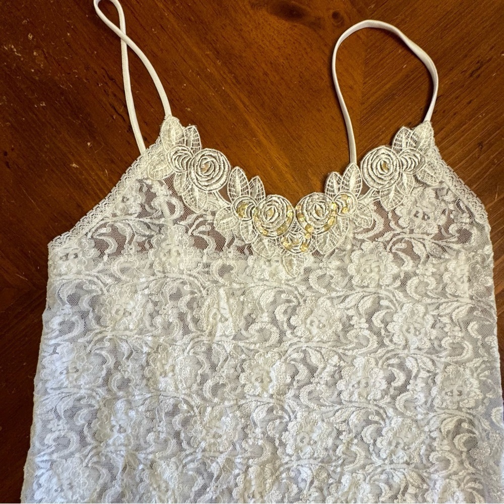 Vintage Cinema Etoile Lace Camisole Beaded Sheer Lingerie Size S - Picture 12 of 15